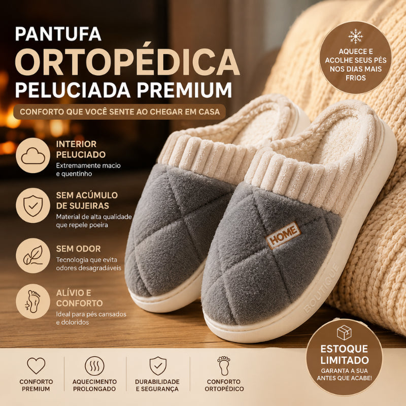 Pantufa Ortopédica Peluciada Premium – Pés Quentinhos no Inverno